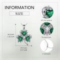 wholesale 925 Sterling Silver Emerald Heart & Round Cut CZ Shamrock Pendant Necklace for Women - Saint Patrick's Day Gift Idea-0-4