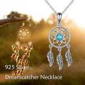 wholesale 925 Sterling Silver Turquoise Dreamcatcher Feather Pendant Necklace-0-4