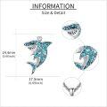 wholesale 925 Sterling Silver Blue Turquoise Shark Tooth Pendant Necklace-0-3