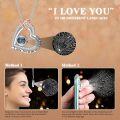 wholesale 18K White Gold Plated Silver & Moissanite 100 Languages I Love You Projection Triple Heart Necklace with Engraved Message-0-2