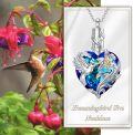 wholesale 925 Sterling Silver Heart Lily & Hummingbird Cremation Jewelry Urn Pendant Necklace with Funnel and Fill Kit-0-5