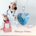 wholesale Sterling Silver Heart Crystal Stethoscope Necklace for Nurse Doctor Women-0-24