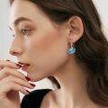wholesale 925 Sterling Silver Dragon Heart Drop Earrings Wholesale With Blue Crystals-0-1