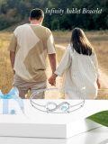 wholesale 925 Sterling Silver Heart Love Infinity Charm Adjustable Chain Ankle Bracelet-0-5