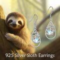 wholesale 925 Sterling Silver Sloth Dangle Earrings with Opalite Stone - Christmas Gift for Her-0-2