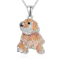 wholesale 925 Sterling Silver Orange Crystal Poodle Dog Breed Pendant Necklace for Pet Lovers-0-0