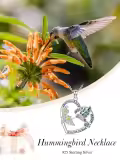 TOUPOP Sterling Silver Heart Hummingbird Pendant Necklace Gift-0-1
