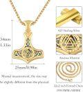 wholesale Gold 925 Sterling Silver Abalone Norse Jewelry Mjolnir Pendant Necklace  for Men-0-4