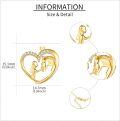 wholesale 14K Gold Heart Horse and Girl Charm Necklace for Women Mom Lover Gift-0-3