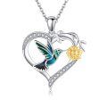 wholesale 925 Sterling Silver Hummingbird Necklace Wholesale Turquoise Inlay-0-58