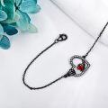 wholesale 925 Sterling Silver Heart Claddagh Red CZ Charm Bracelet for Women Girls Gothic  6-8 Adjustable Chain Length-0-1