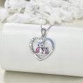 wholesale 925 Sterling Silver Purple Owl Family Love You Forever Heart Pendant Necklace for Women-0-2