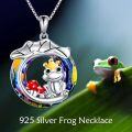 wholesale 925 Sterling Silver Metal Crystal Frog Pendant Necklace with Mushroom and Crown Design-0-2