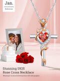 wholesale Sterling Silver Rose Cross Pendant Necklace for Women-0-47