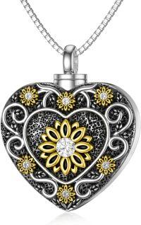 wholesale TOUPOP Sunflower Urn Ashes Necklace Cremation Necklace For Ashes Cremation Jewelry Sterling Silver Keepsake Pendant Memory -undefined
