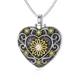 TOUPOP Sterling Silver Sunflower Urn Ashes Necklace Cremation Jewelry Keepsake Pendant-0-0