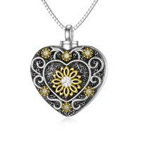 TOUPOP Sterling Silver Sunflower Urn Ashes Necklace Cremation Jewelry Keepsake Pendant-undefined