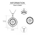 TOUPOP Sterling Silver Rotatable Compass Necklace Inspirational Gift-0-2
