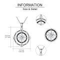 TOUPOP Sterling Silver Rotatable Compass Necklace Inspirational Gift-0-2