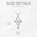 wholesale 925 Sterling Silver Ankh Cross with Garnets & CZs Pendant Necklace-0-2