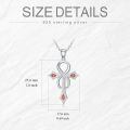 wholesale 925 Sterling Silver Ankh Cross with Garnets & CZs Pendant Necklace-0-2