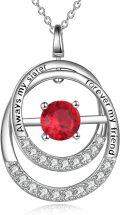 wholesale TOUPOP Birthday Gifts For Sister Sister Gifts From Sister Sterling Silver Double Circle Garnet Pendant Necklace With January Birthstone Jewelry Always My Sister Forever My Friend Christmas Gifts -0-0