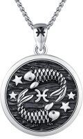 wholesale 925 Sterling Silver Pisces Zodiac Sign Constellation Pendant Necklaces for Women Men Astrology Gifts-0-0