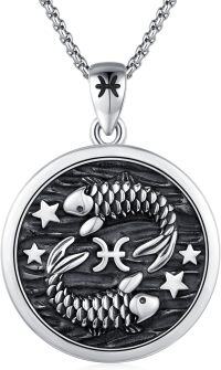 wholesale 925 Sterling Silver Pisces Zodiac Sign Constellation Pendant Necklaces for Women Men Astrology Gifts-2-Pisces (A-Retro Feb.19-Mar.20)