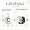wholesale 925 Sterling Silver Baseball in Crescent Moon Pendant Necklace for Women and Girls-0-4