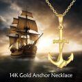 wholesale 14K Gold Anchor Pendant Necklace with Rope Detailing - Birthday Gifts for Her-0-1