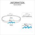 wholesale 925 Sterling Silver Blue Opal Wave & Whale Charm Bracelet for Women-0-2