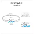 wholesale 925 Sterling Silver Blue Opal Wave & Whale Charm Bracelet Wholesale for Women-0-2