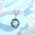 wholesale 925 Sterling Silver Blue Crystal Hummingbird Flower Pendant Necklace for Women-0-1