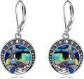 wholesale 925 Sterling Silver Abalone Shell Mermaid Leverback Drop Earrings-0-0