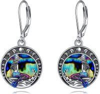 wholesale 925 Sterling Silver Abalone Shell Mermaid Leverback Drop Earrings-Mermaid earrings