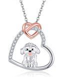 wholesale 925 Sterling Silver Cute Dog Heart Necklace s For Women Dog Lover-0-0