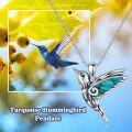wholesale 925 Sterling Silver Turquoise Hummingbird Pendant Necklace for Women-0-1