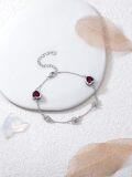 wholesale 925 Sterling Silver Heart-Shaped Ruby Stone Lotus Flower Charm Adjustable Bracelet Gift for Women and Girls-0-4