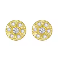 wholesale Gold Plated 925 Sterling Silver Cubic Zirconia Flower Stud Earring Wholesale Set for Women -1 pcs Gold