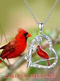 wholesale 925 Sterling Silver Red Enamel Cardinal Bird in Heart Pendant Necklace for Women-0-2