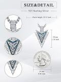wholesale 925 Sterling Silver Blue Stone Celtic Knot Arrowhead Pendant Necklace  Norse Jewelry for Men Women Gifts 43cm Chain Length-0-4
