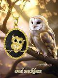 wholesale 925 Sterling Silver Plated Gold  Owl Pendant on Black Onyx Stone Chain Necklace s for Her-0-5
