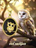 wholesale 925 Sterling Silver Owl Pendant Necklace Gold Plated Black Onyx-0-5
