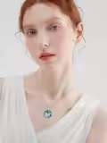 TOUPOP Sterling Silver Blue Crystal Ocean Jewelry Pendant Necklace-0-1