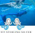 wholesale 925 Sterling Silver Mermaid Stud Earrings with Purple and Blue Stones-0-11