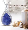 wholesale Teardrop Necklace 925 Sterling Silver Filigree Gemstone Pendant Necklace Fine Jewelry Birthday Christmas Gifts For Women Her Mom -0-3