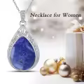 TOUPOP Sterling Silver Gemstone Teardrop Filigree Pendant Necklace-0-3