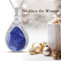 TOUPOP Sterling Silver Gemstone Teardrop Filigree Pendant Necklace-0-3
