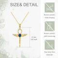 wholesale 14K Gold Ankh with Blue Stone and Wings Pendant Necklace for Women - 20 Chain-0-4
