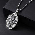 wholesale 925 Sterling Silver Oval Virgin Mary Pendant Necklace with Chain 45cm Length-0-1